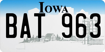 IA license plate BAT963