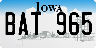 IA license plate BAT965
