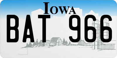 IA license plate BAT966