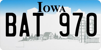 IA license plate BAT970