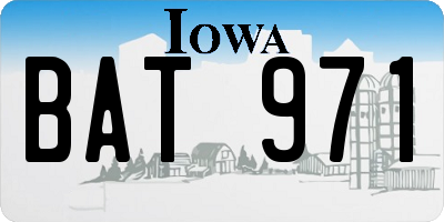 IA license plate BAT971