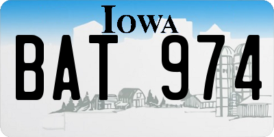 IA license plate BAT974