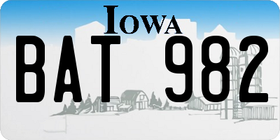 IA license plate BAT982