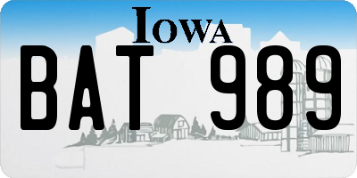 IA license plate BAT989