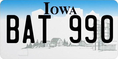IA license plate BAT990