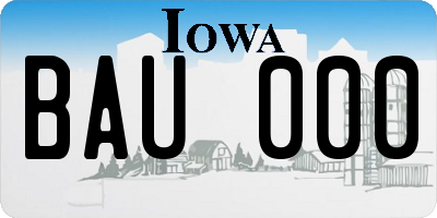 IA license plate BAU000