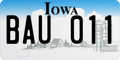 IA license plate BAU011