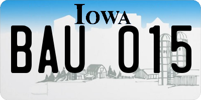 IA license plate BAU015