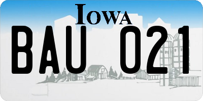 IA license plate BAU021