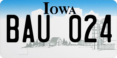 IA license plate BAU024