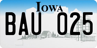 IA license plate BAU025