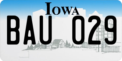 IA license plate BAU029