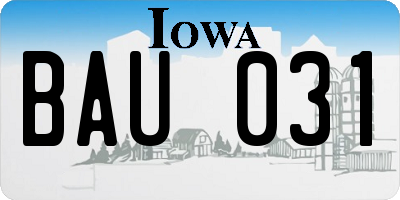 IA license plate BAU031