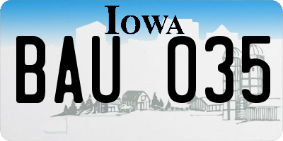 IA license plate BAU035