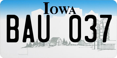 IA license plate BAU037