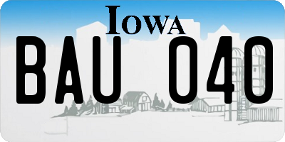 IA license plate BAU040
