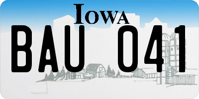 IA license plate BAU041