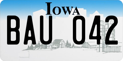 IA license plate BAU042