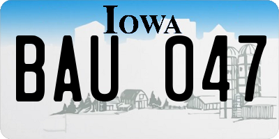 IA license plate BAU047