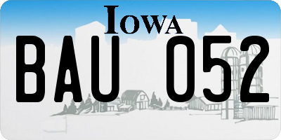 IA license plate BAU052