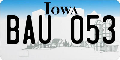IA license plate BAU053