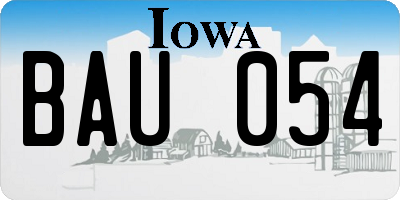 IA license plate BAU054