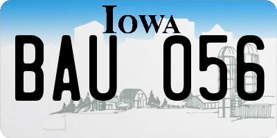 IA license plate BAU056