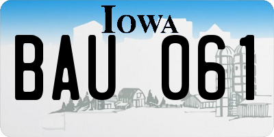 IA license plate BAU061