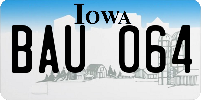 IA license plate BAU064