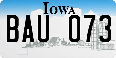 IA license plate BAU073