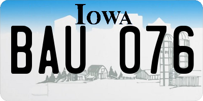 IA license plate BAU076