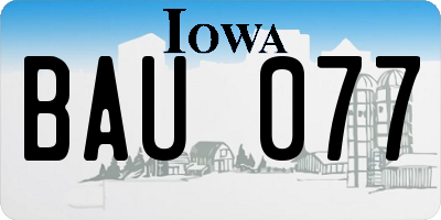 IA license plate BAU077