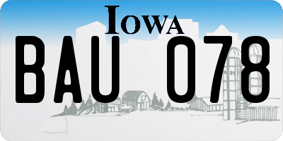 IA license plate BAU078