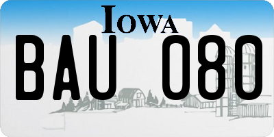 IA license plate BAU080