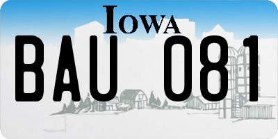IA license plate BAU081