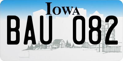 IA license plate BAU082