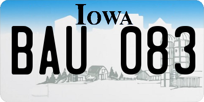 IA license plate BAU083