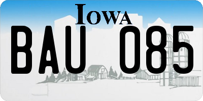 IA license plate BAU085