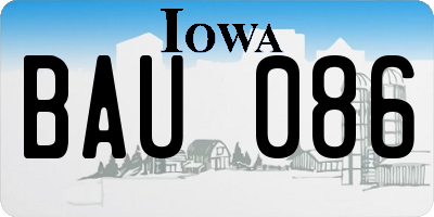IA license plate BAU086