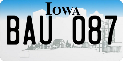 IA license plate BAU087