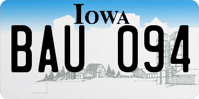 IA license plate BAU094