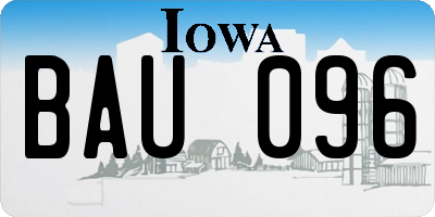 IA license plate BAU096