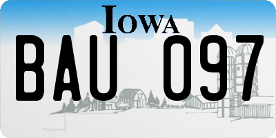 IA license plate BAU097