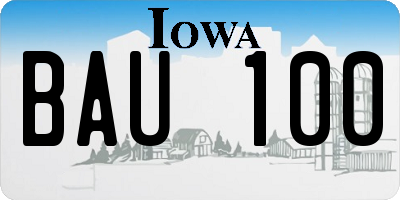 IA license plate BAU100