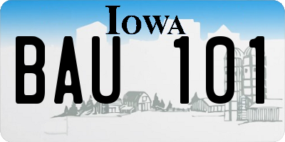 IA license plate BAU101