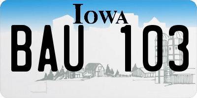IA license plate BAU103