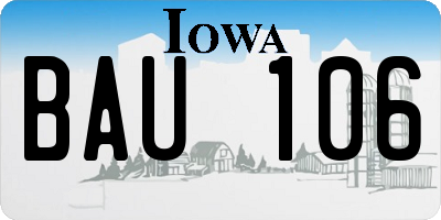 IA license plate BAU106