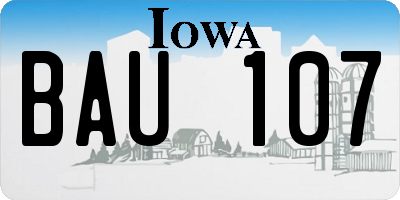 IA license plate BAU107