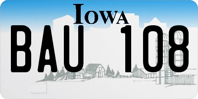 IA license plate BAU108