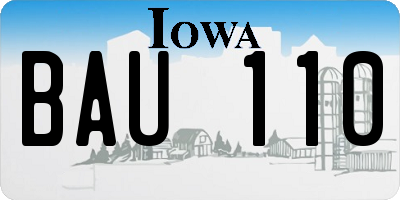 IA license plate BAU110